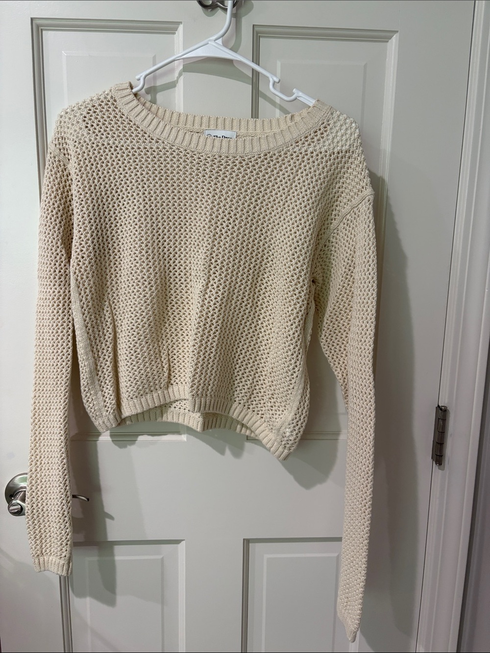 The Drop Cream Knit Open-Weave Sweater skirt set